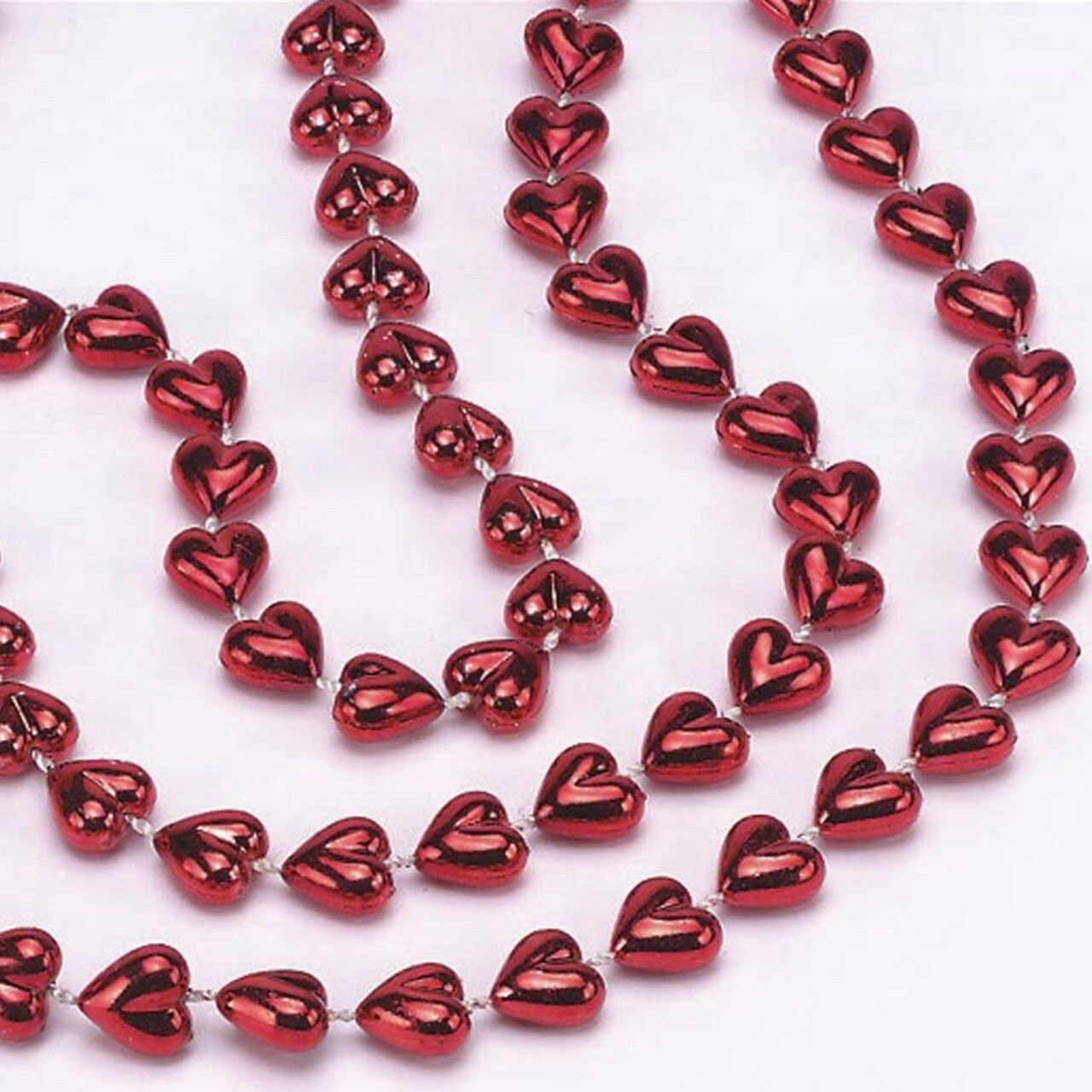 S&S Worldwide Metallic Red Heart Party Bead Necklace. 33" Plastic Beads are Perfect for Valentines Day, Holidays, Events, and Novelty Party Favors. Pack of 36 Great for Giving for Special Occasions.